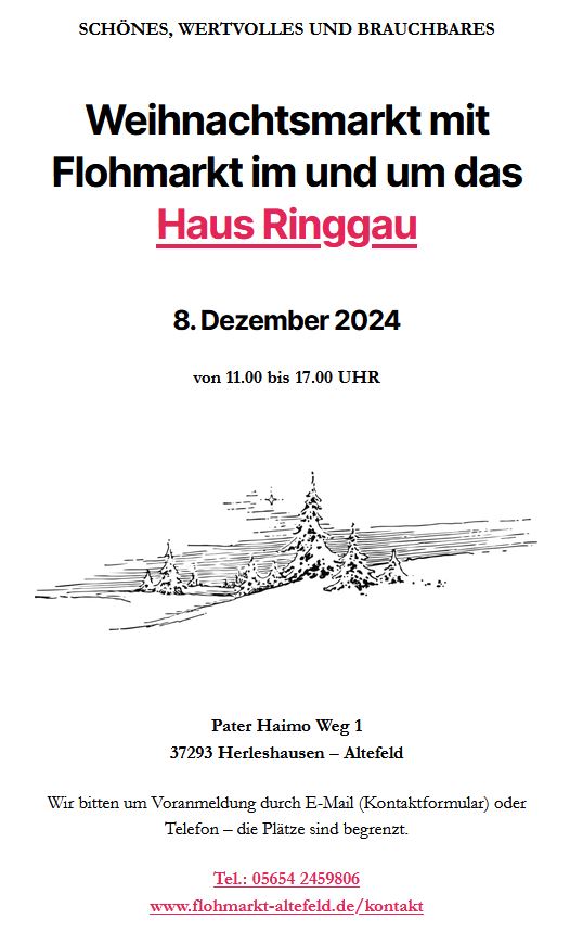 Weihnachtsmarkt mit Flohmarkt im Haus Ringgau