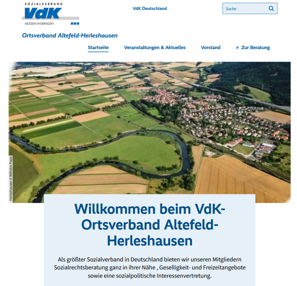 Webseite des VdK Ortsverband Altefeld-Herleshausen